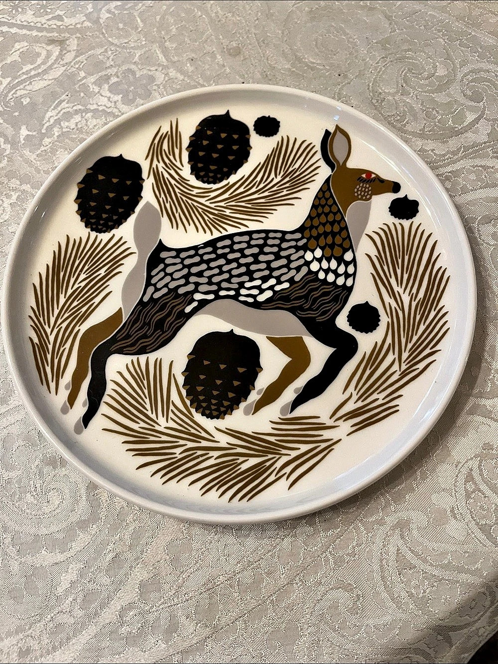 Marimekko Oiva Peura Plate 20 cm Brown & White